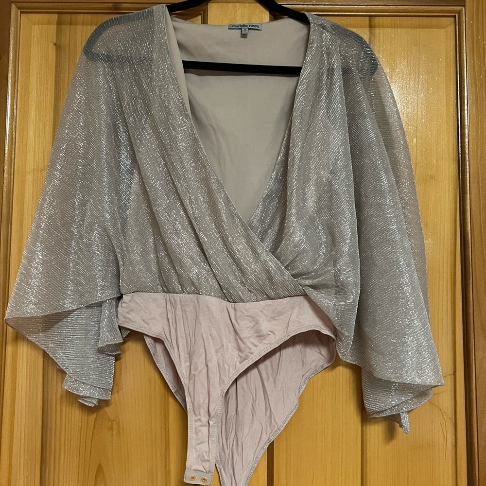 Charlotte Russe Silver V-Neck Sweater